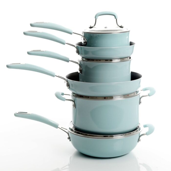 Kenmore Elite Andover 10Pc Nonstick Al Cookware Set in Glacier Blue - Image 2