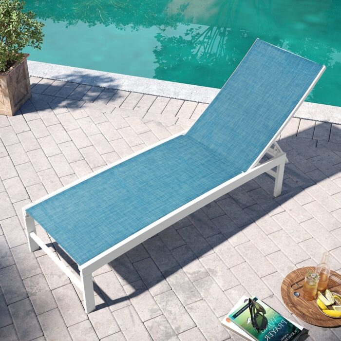 Pellebant Outdoor Aluminum Patio Chaise Lounge Chair Adjustable - N/A