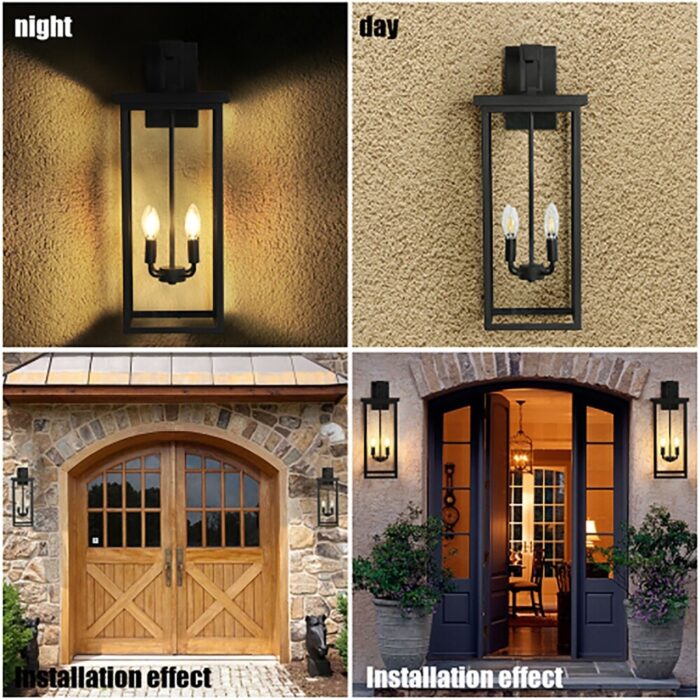 1-Piece Outdoor Iron Wall Light,Modern Lantern Sconce without Bulbs - Image 2