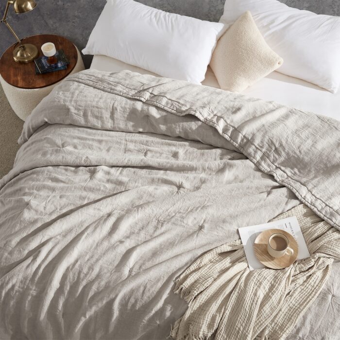 Dark Sky Reserve - Portugal Made 100% Linen Oversized Comforter - Stone Taupe - Image 2