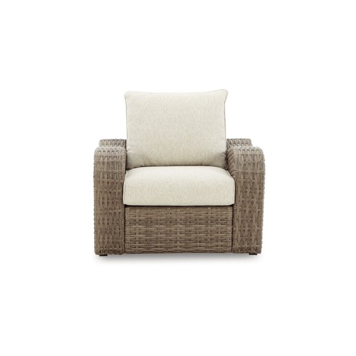 Signature Design by Ashley Sandy Bloom Brown/Beige Outdoor Lounge Chair with Cushion - 38"W x 35"D x 30"H