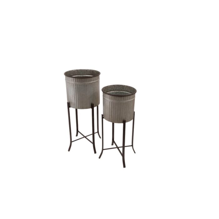 Corrugated Metal Planters on Stands