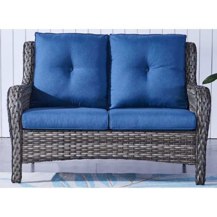 Outdoor Wicker Loveseat Sofa with Cushion Patio Rattan Sofa - Image 2