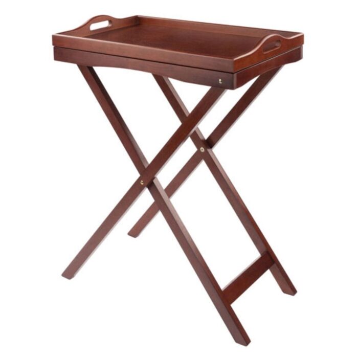 Devon Butler TV Table with Serving Tray, Walnut - 24.02 x 14.65 x 29.53 inches