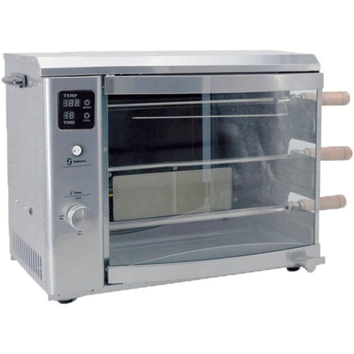 Brazilian Flame Brazilian Gas Rotisserie Grill, 3 Skewers, Silver