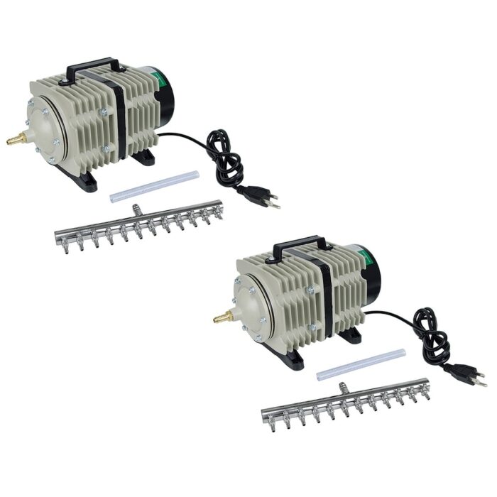 Active Aqua AAPA110L 112W 1750 GPH Commercial Hydroponics Pond Air Pump (2 Pack) - 11.5