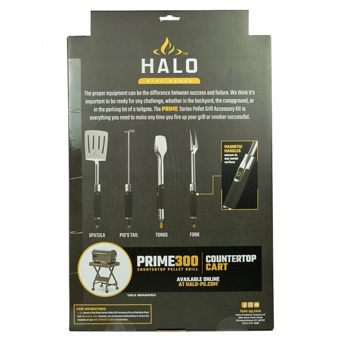 Halo Pellet Grill Essentials Kit Spatula Tongs Pigs Tail And Fork Set HS-3012 - Image 2