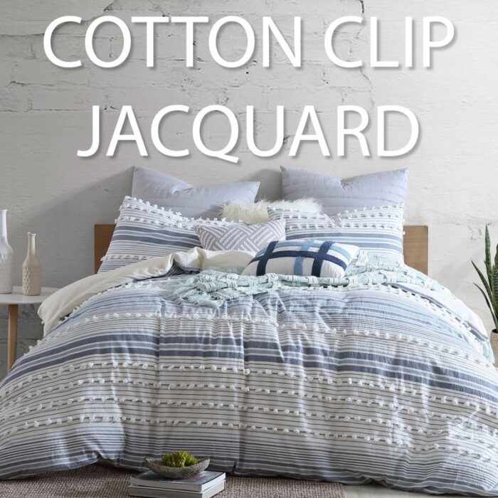 Anahita 100% Cotton Clipped Dot Stripe Jacquard 5-Piece Bedding Comforter Set - Image 2