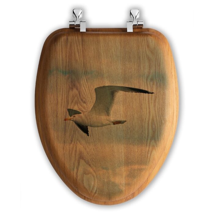 Oak Toilet Seat - Seagull in Flight