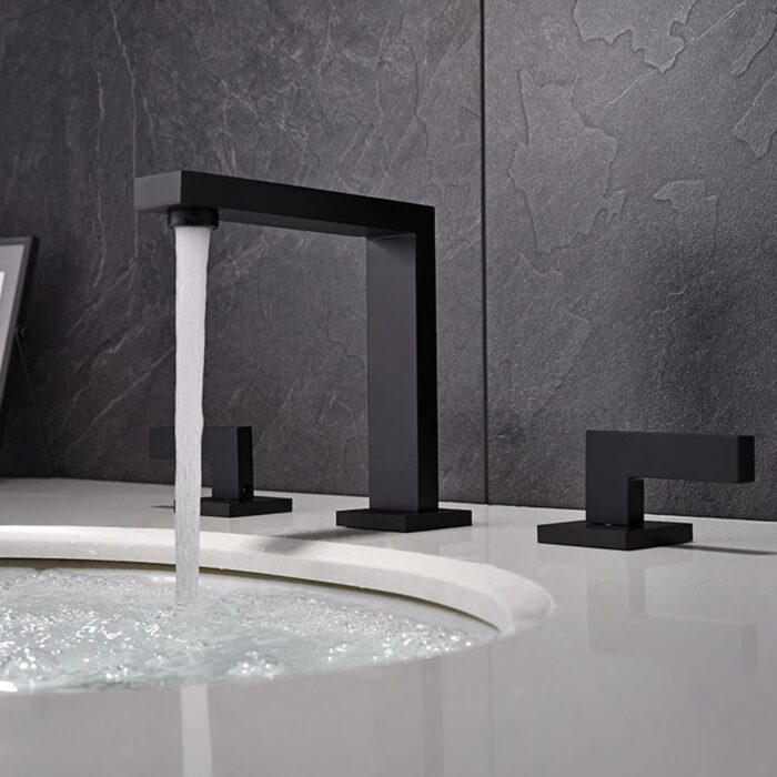 Matte Black 2-Handle Three Hole Bathroom Faucet - Image 2