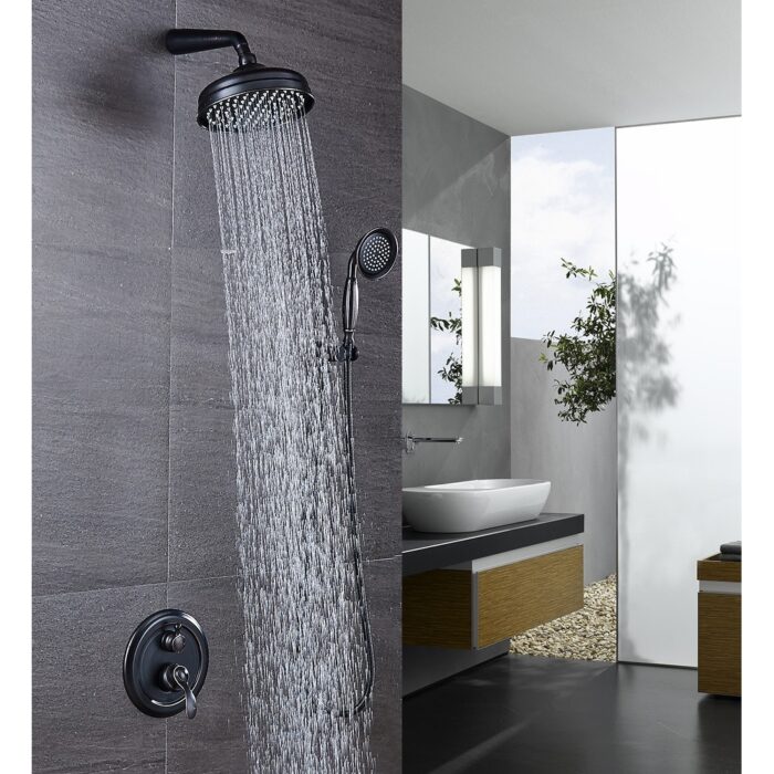 Shower Faucet System Combo Kit with Head in Bronze (Valve Included)