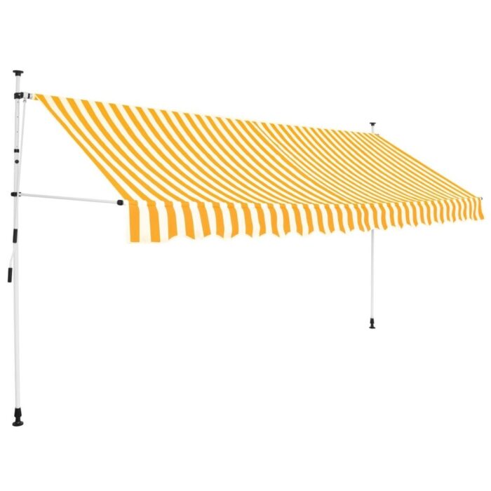 vidaXL Manual Retractable Awning 137.8" Orange and White Stripes