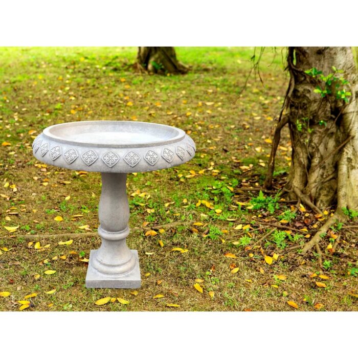21.9"H Round Weathered Concrete/Fiberglass Outdoor Garden Bird Bath - Image 2