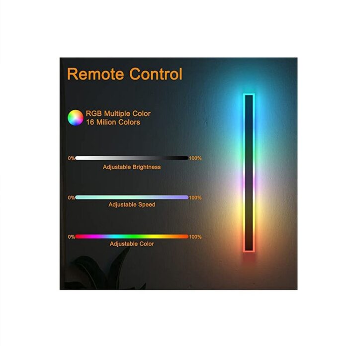 RGB Long Strip Light Wall Mount Fixture, Complete with Remote Control for Brightness and Color Mode Adjustments - Image 2