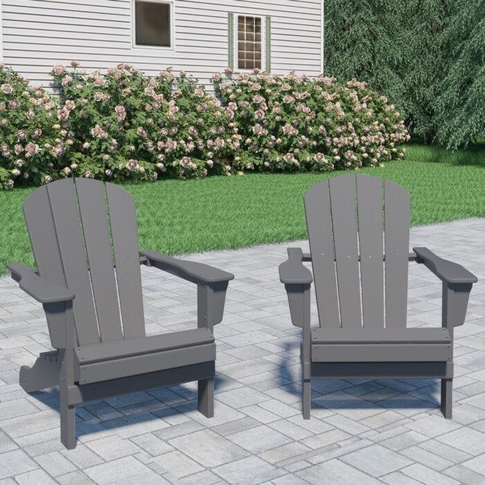 Outdoor Recycled Plastic Curveback Adirondack Chair(Set of 2)