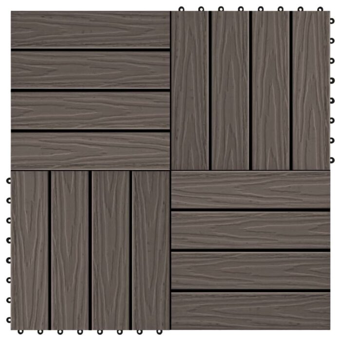 vidaXL Decking Tile Interlocking Flooring Tile 11 pcs Deep Embossed WPC 1 sqm