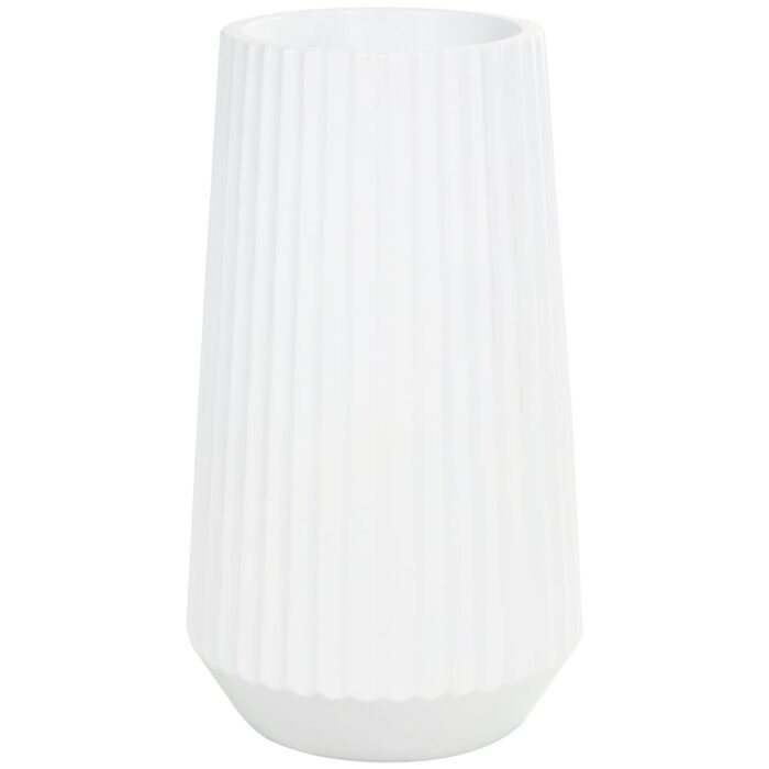 White Resin Large Ribbed Floor Vase - Image 2