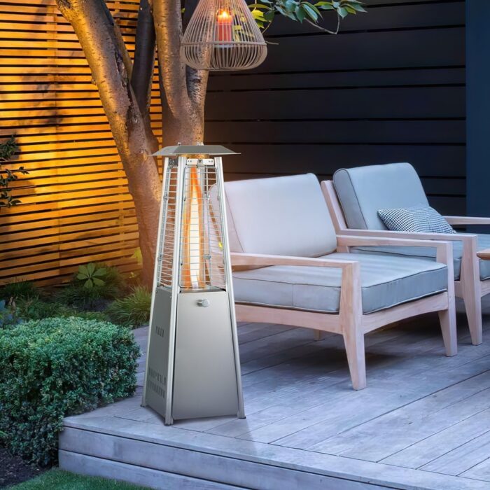 Costway 35'' Portable Tabletop Pyramid Patio Heater Stainless Steel - See Details - Image 2
