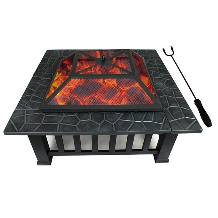 32-inch Metal Portable Courtyard Fire Pit with Accessories - Image 2