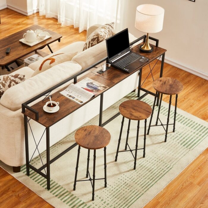 Console Table with 2 Outlet and 2 USB Ports,Entryway Table Narrow Charging Station Sofa Table