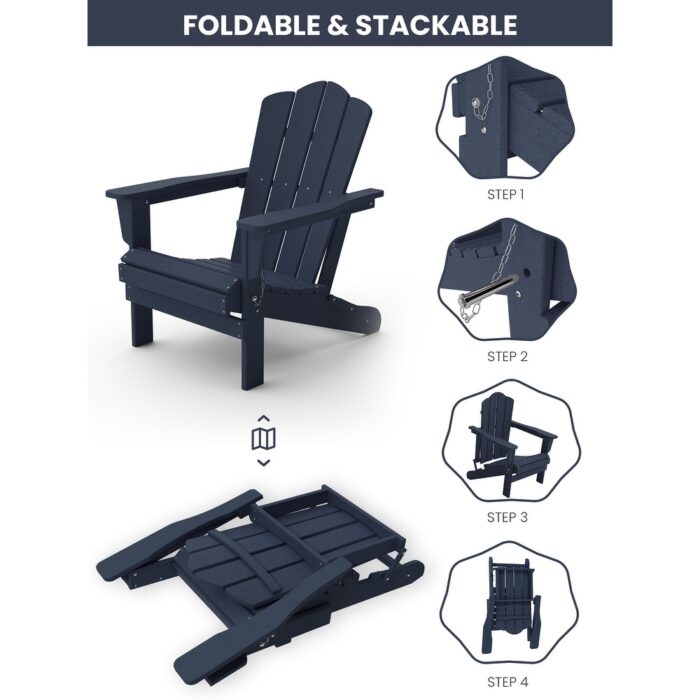 Classic Plastic Folding Outdoor Adirondack Chair Set Of 2 - Image 2