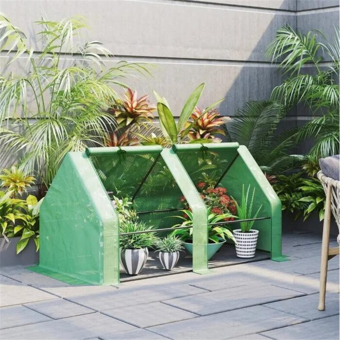 Portable Tunnel Greenhouse with Large Zipper Doors & Water/UV PE Cover - 6' x 3' x 3'