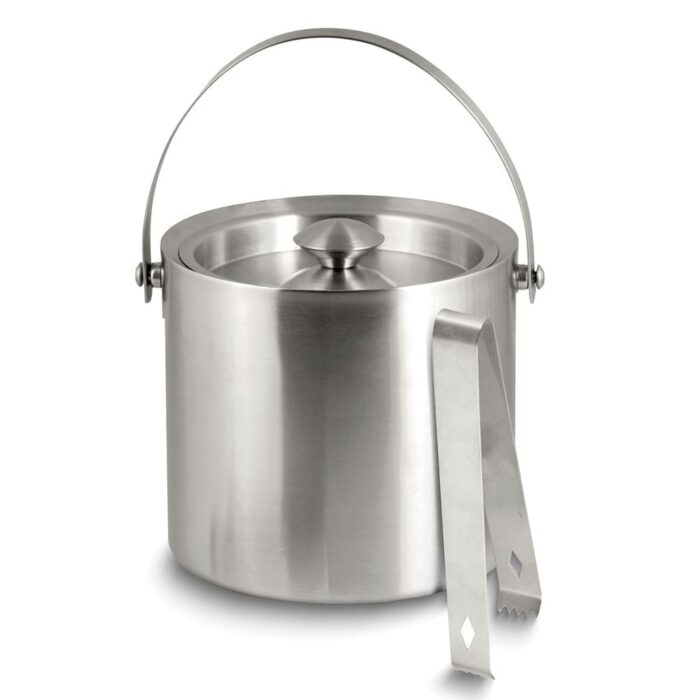 Curata Stainless Steel 5 Quart Double Wall Ice Bucket with Lid and Tongs
