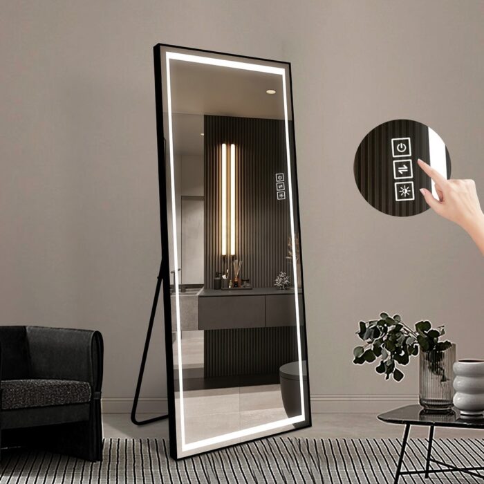 Standing Tall Full Size Mirror with Lights for Bedroom