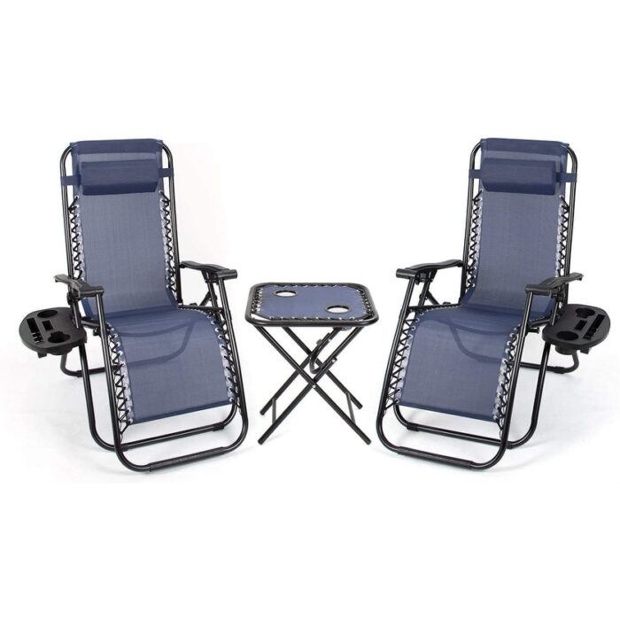 Homall Zero Gravity Chairs Outdoor Folding Recliners Adjustable Lawn Patio Lounge Chair with Side Table and Cup Holders