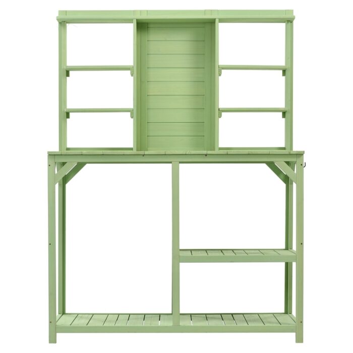 Wooden Outdoor Potting Table with 6-Tier Shelves - Image 2