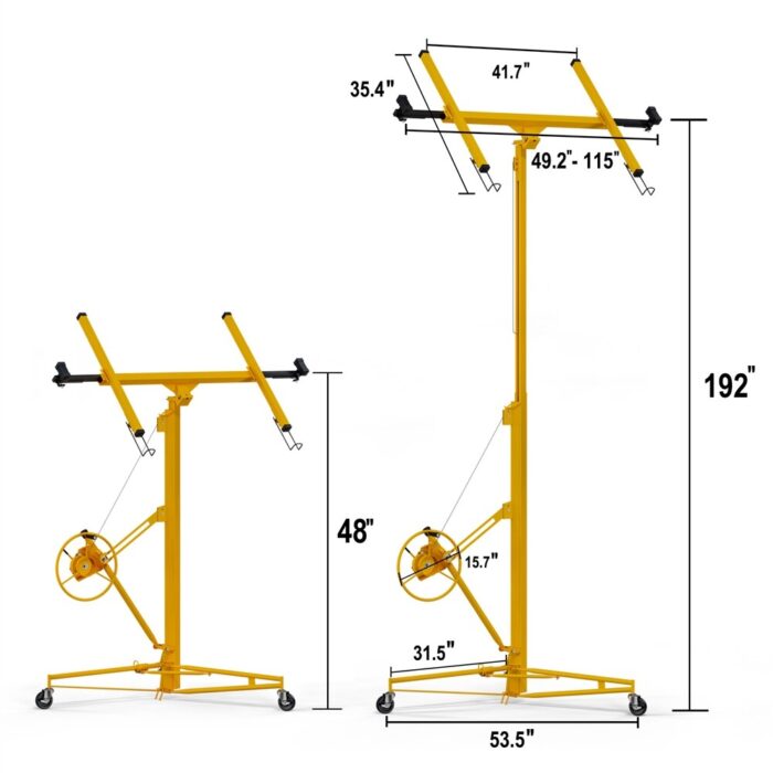 16ft Lift Drywall Panel Hoist Jack for Ceiling - Yellow - Image 2