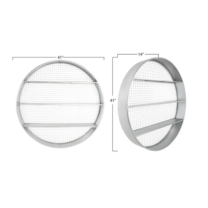 Round Metal Wall Décor with 4 Shelves & Wire Back - Image 2