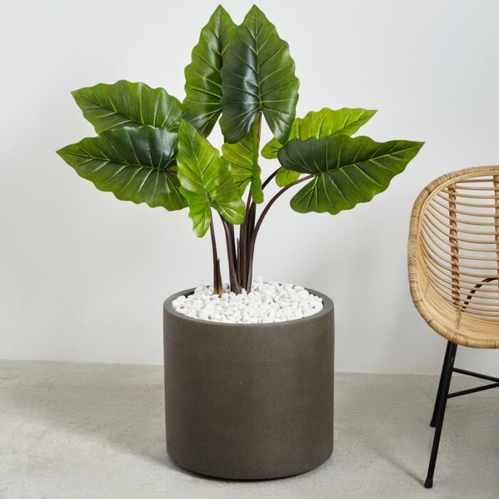 Indoor/Outdoor Large Nordic Minimalist Fiberstone Lightweight Round Cylinder Planter Pot -19,15,12inch Cement Finish - Image 2