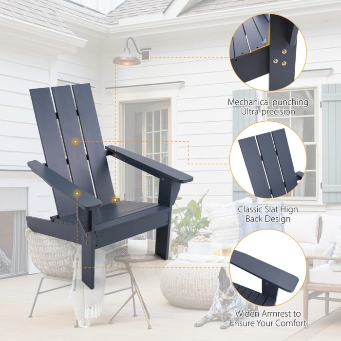 PHI VILLA Set of 1/2/4 Grey Patio Adirondack Chair with Cup Holder - Image 2
