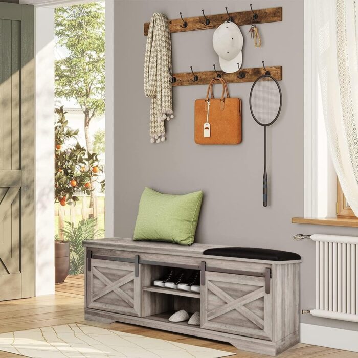 WESOME 47 inch Modern Shoe Storage Bench with Seat Cushion - Image 2