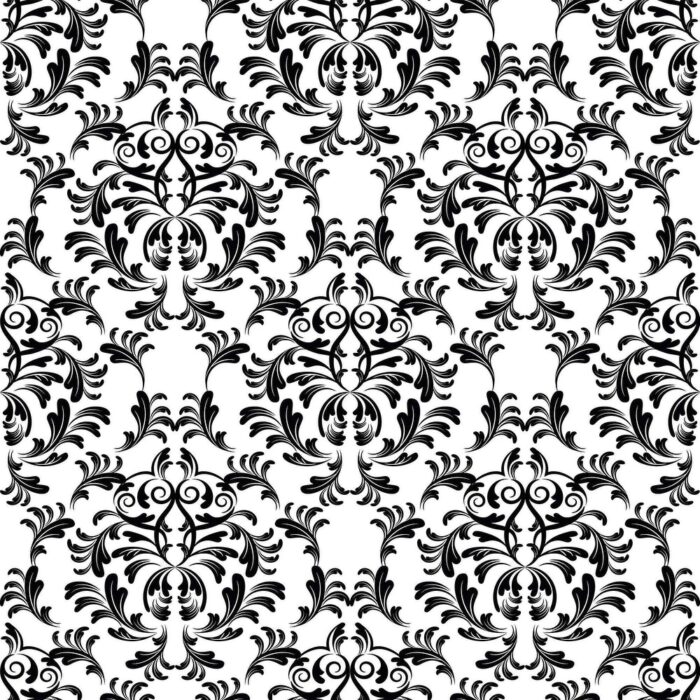 Black and White Damask Peel and Stick Removable Wallpaper 7847 - Image 2