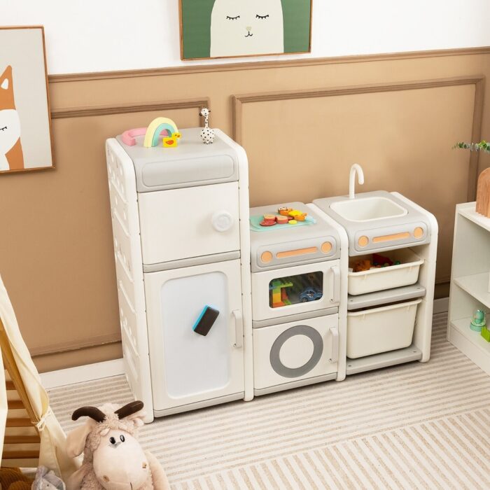 Gymax Kids Toy Storage Organizer Multipurpose Bookshelf w/ Magnetic - Image 2