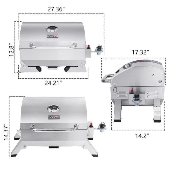 Royal Gourmet Stainless Steel Portable Gas Grill with Folding Legs and Lockable Lid - Image 2