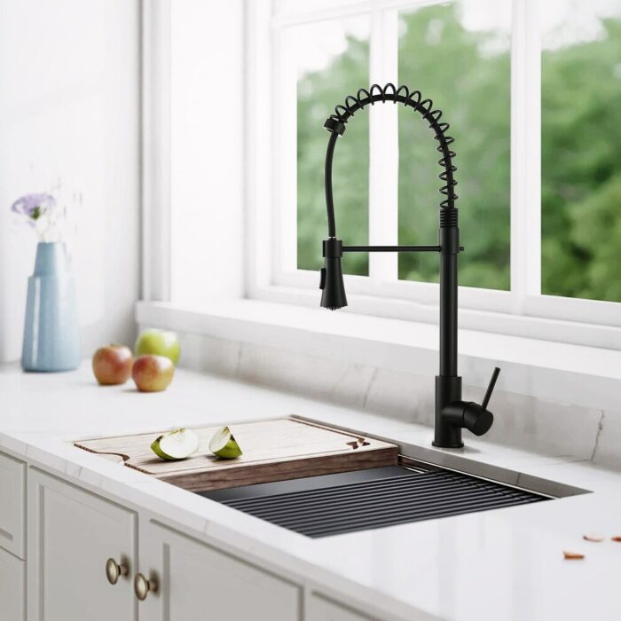 Single Handle Commercial Spring High Arc Kitchen Faucet - Image 2