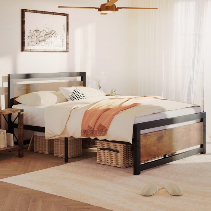Heavy Duty 13.8-inch Metal Platform Bed Frame Sturdy Iron slats - Image 2