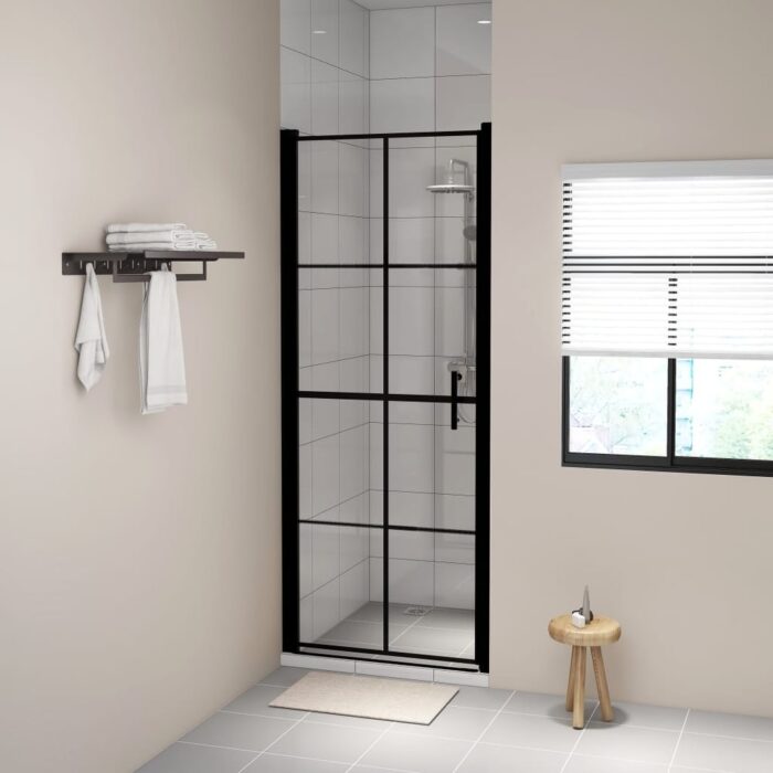 vidaXL Shower Doors Tempered Glass 31.9"x76.8" Black