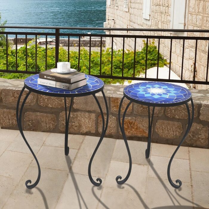 Lenard Mosaic Plant Stands, Set of 2