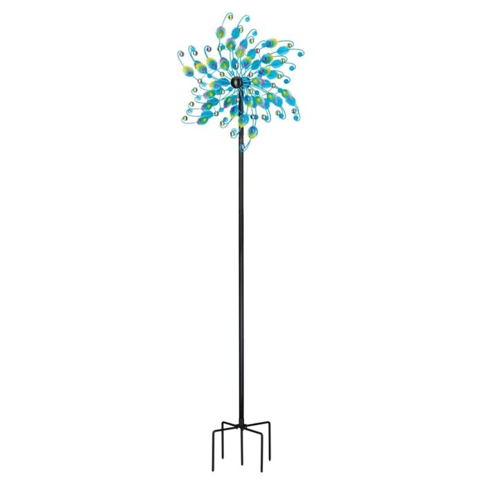 24 Rotating Wind Spinner - Jeweled Peacock - 24"x9.5"x72" - Image 2