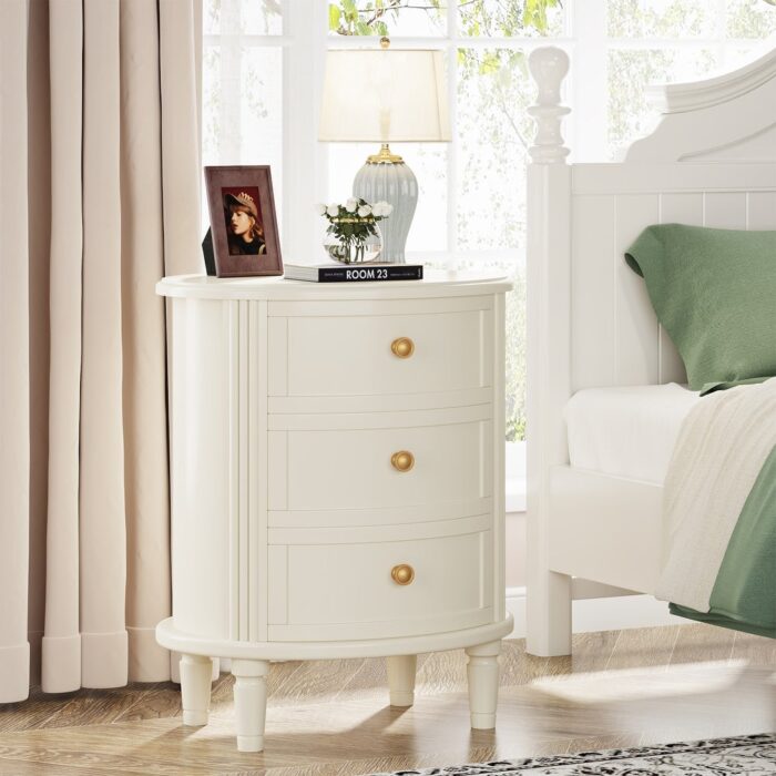 Nightstand with 3 Drawers, Bedside Table for Bedroom, No Assembly