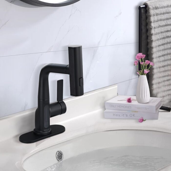 Vanityfair Pulling Lifting Digital Display Faucet, Single Handle Waterfall Bathroom Faucet, Pull Out Bathroom Faucet
