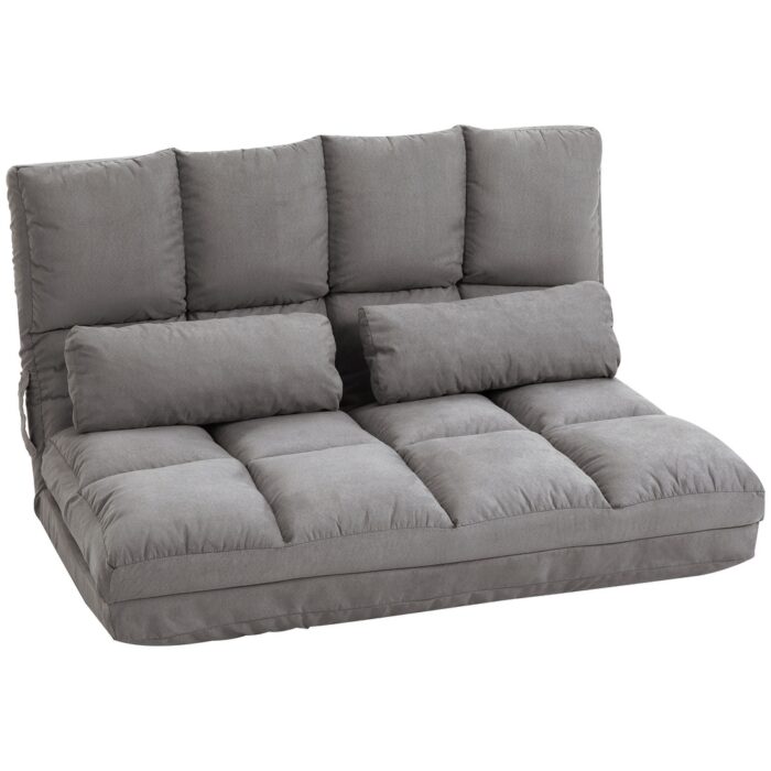 HOMCOM Convertible Floor Sofa Chair, Folding Upholstered Couch Bed, Adjustable Guest Chaise Lounge - Image 2