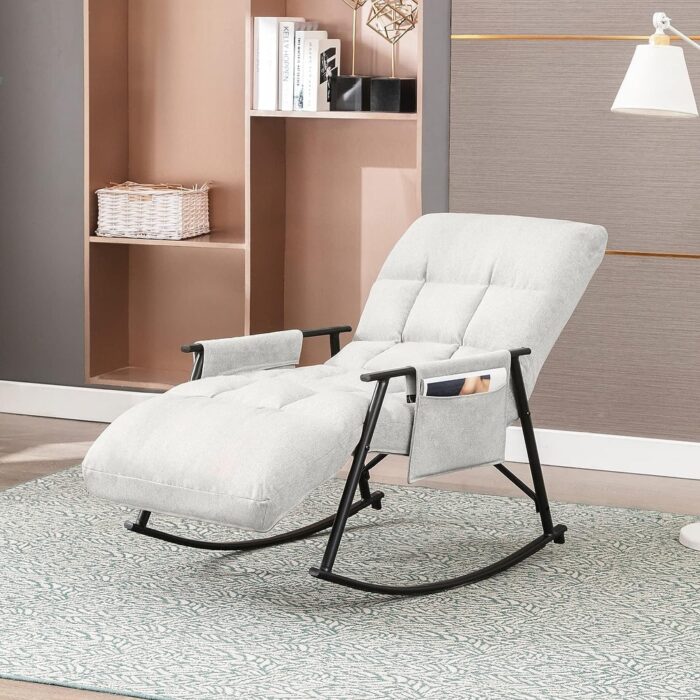 Mixoy Adjustable Rocking Chair,Modern Lounge Nursery with Iron Frame