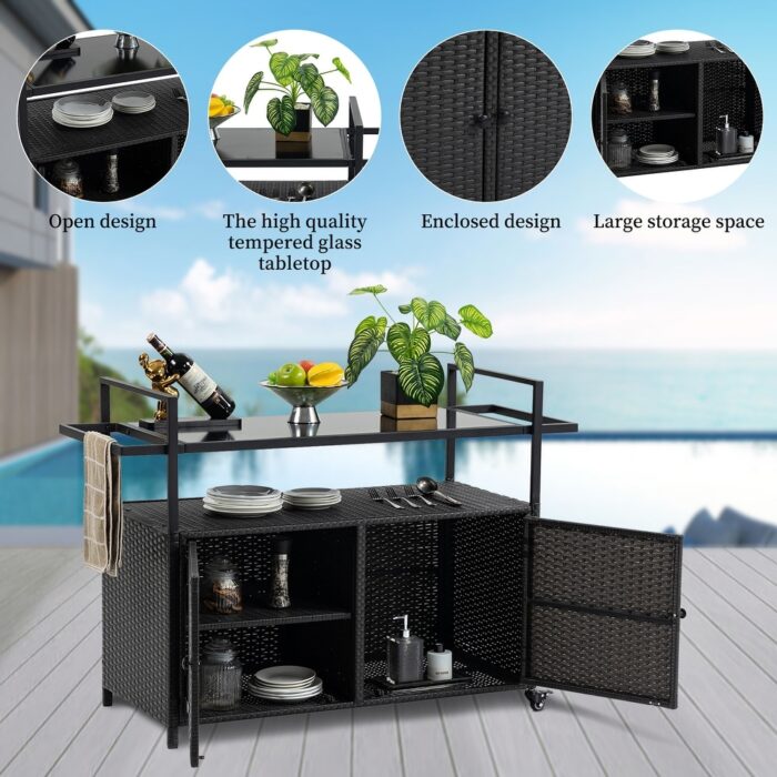 Outdoor Patio Storage Cabinet Kitchen Island With Grass Top