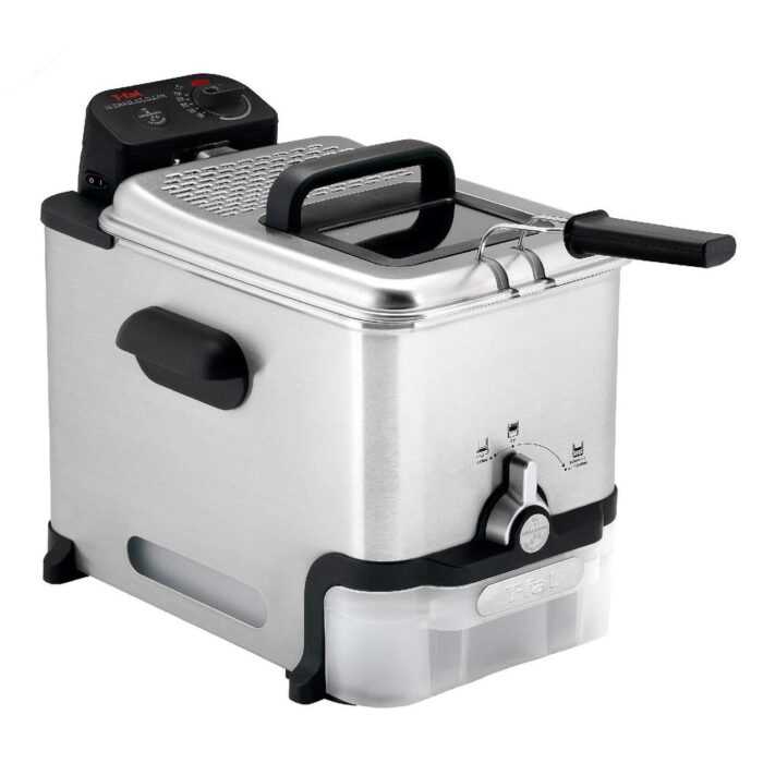 Stainless Steel Deep Fryer with Basket 3.5 Liter Oil and 2.6 Pound Food Capacity, Temp Control, Digital Timer, Oil Filtration