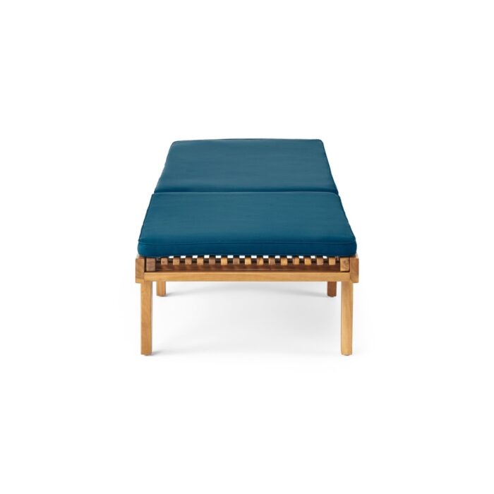 Nadine Outdoor Acacia Wood Chaise Lounge and Cushion Set by Christopher Knight Home - Image 2